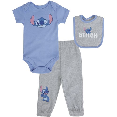 Conjunto de 3 piezas bicolor con estampado Stitch para bebé niño