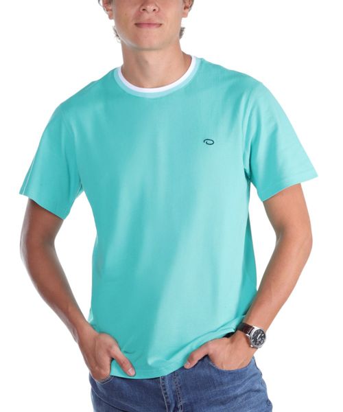 Camiseta casual Oscar de la Renta tailored fit aqua sólida para hombre