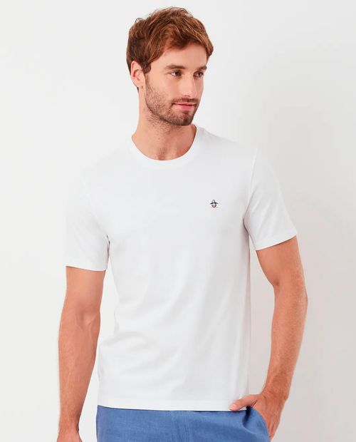 Camiseta Penguin regular fit blanca sólida para hombre