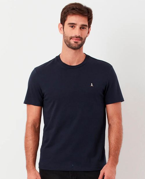 Camiseta básica Penguin regular fit azul navy sólida para hombre