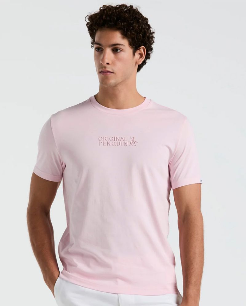 104929911-Camiseta-Penguin-rosada-con-estampado-en-relieve-para-hombre