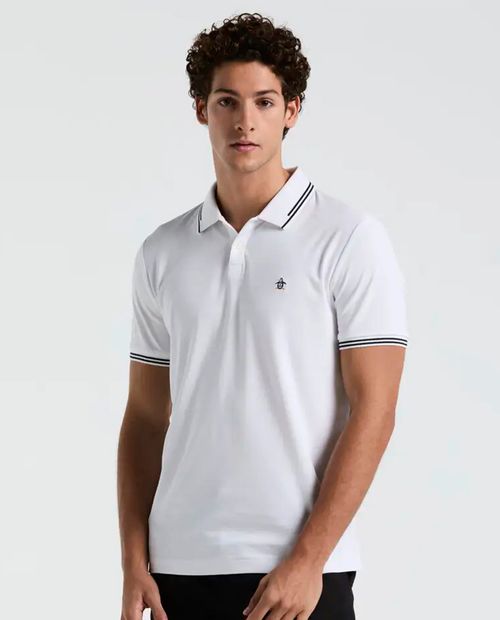Camisa polo Penguin classic fit blanca sólida para hombre