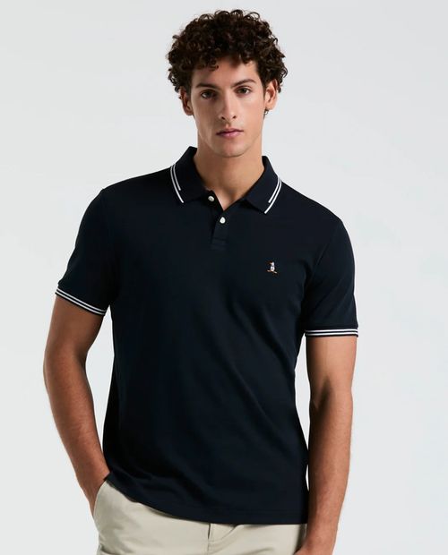 Camisa polo Penguin classic fit azul navy sólida para hombre