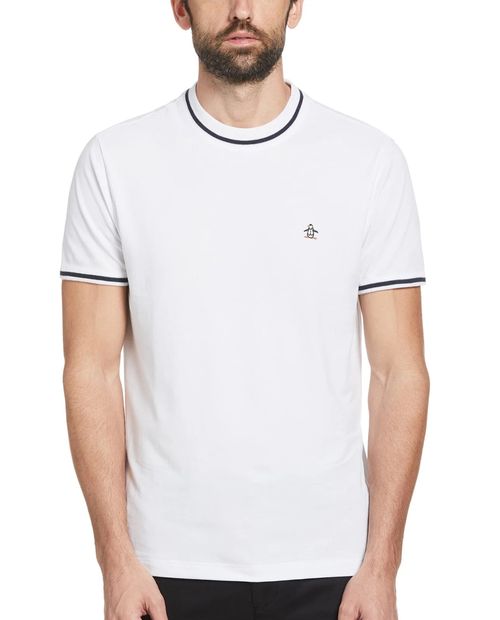 Camiseta blanca texturizada Penguin de corte regular para hombre
