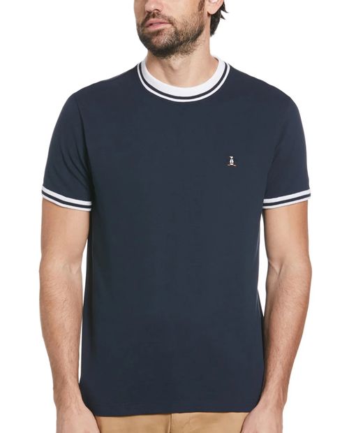Camiseta texturizada azul marino de corte regular Penguin para hombre