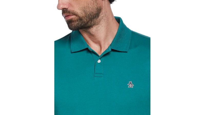 Camisa polo Penguin regular fit turquesa sólida para hombre