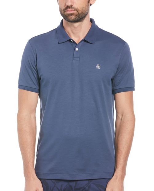 Camisa polo Penguin regular fit azul sólida para hombre