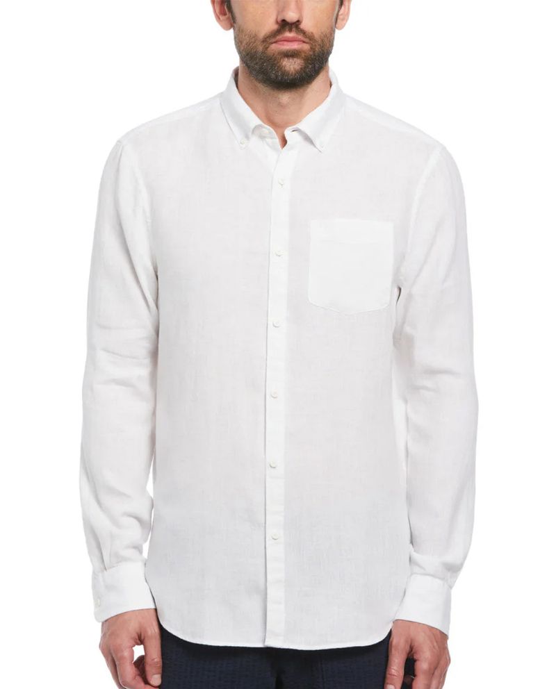 104929988-Camisa-casual-de-lino-Penguin-regular-fit-blanca-heather-para-hombre