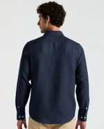 104929991-Camisa-casual-de-lino-Penguin-regular-fit-azul-heather-para-hombre