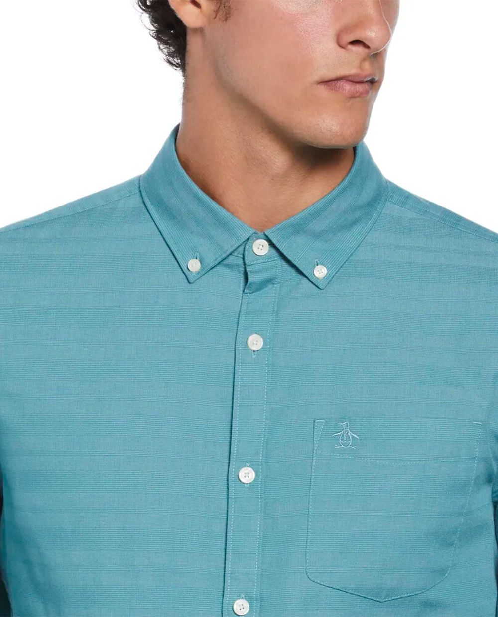 Camisa casual Penguin regular fit turquesa con rayas texturizadas para  hombre Tienda Online de Almacenes SIMAN Guatemala