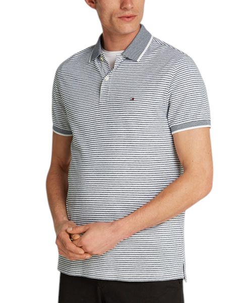 Camisa polo regular fit Tommy Hilfiger gris rayada para hombre