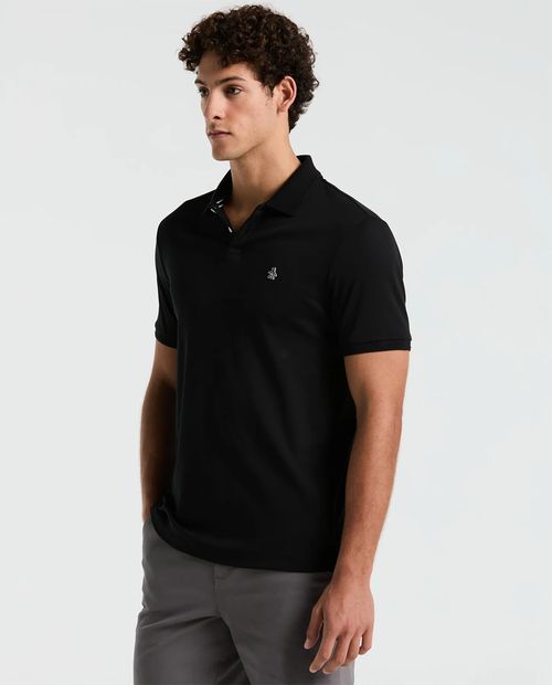 Camisa polo básica regular fit Penguin negra sólida para hombre
