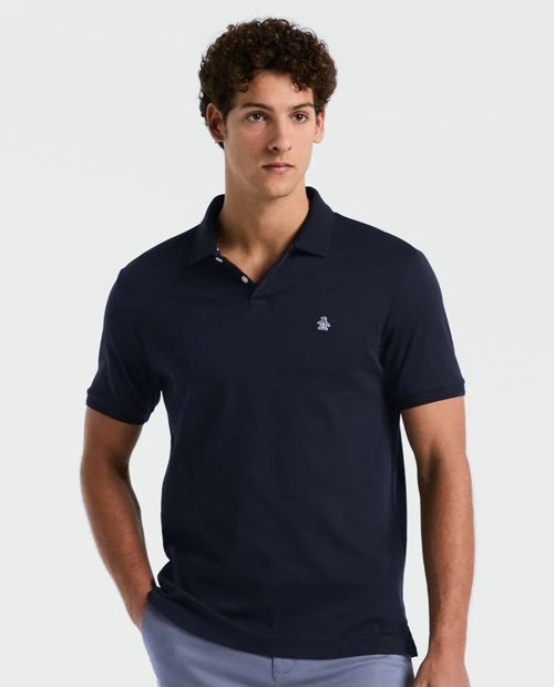 Camisa polo básica regular fit Penguin navy sólida para hombre