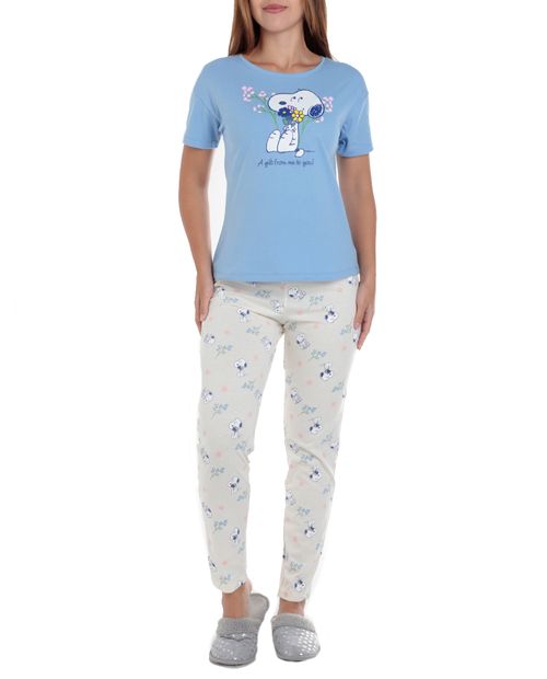 Pijama con pantalón St. Jacks estampado de Snoopy para mujer
