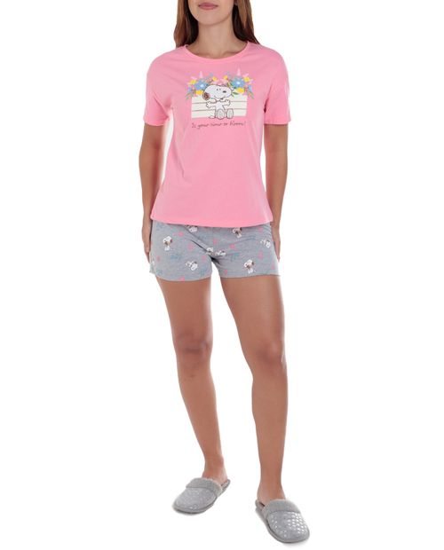 Pijama con short St. Jacks estampado de Snoopy para mujer