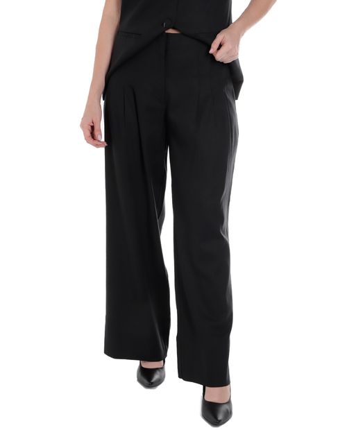 Pantalón Sabrina wide leg negro de cintura alta para mujer