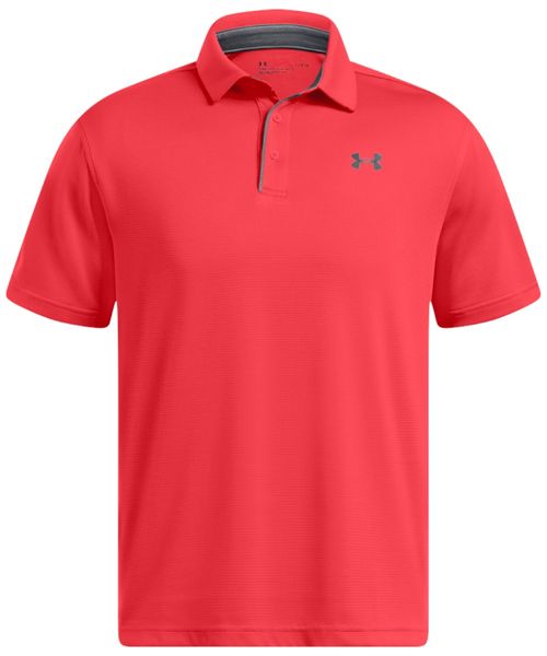 Camisa polo deportiva Under Armour roja con textura para hombre