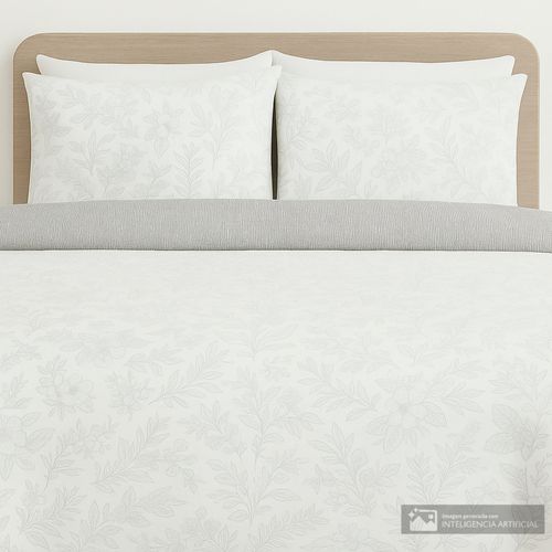 Edredón reversible de algodón estampado botánico