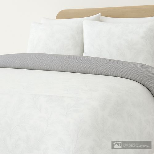 Edredón reversible de algodón estampado botánico