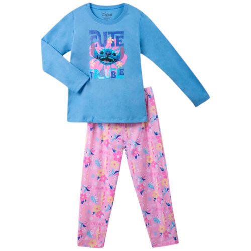 Pijama de 2 piezas bicolor con estampado para niña