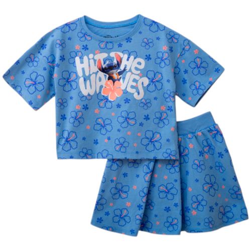 Conjunto de 2 piezas azul con estampado para niña