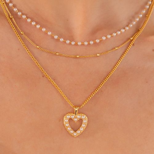 Set collar corazón + aretes para mujer
