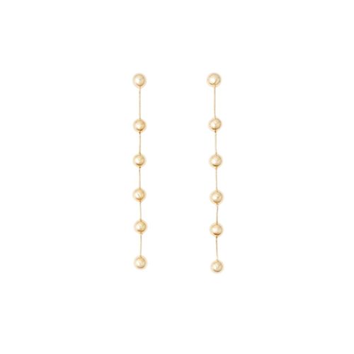 Aretes largos dorados para mujer