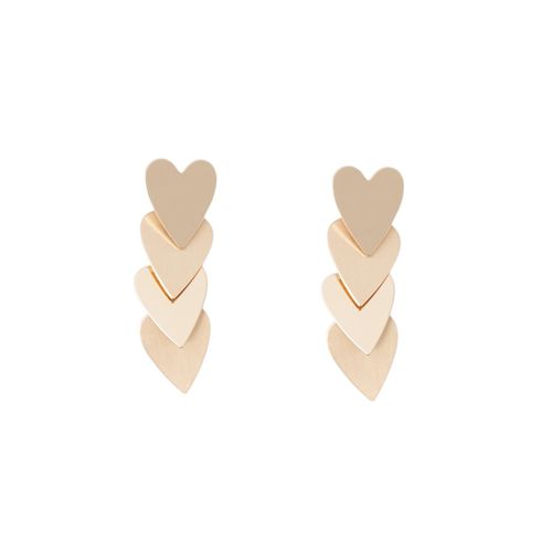 Aretes largos de corazón dorados para mujer