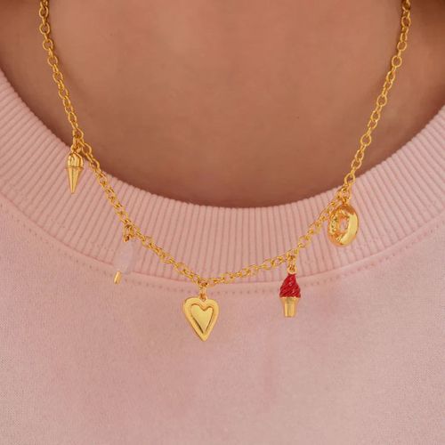 Set de collar y aretes con baño de oro para mujer