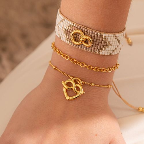 Set de 3 pulseras y aretes con enchape de oro 24k para mujer