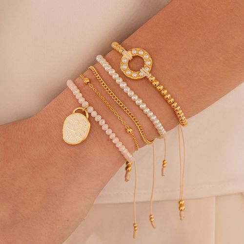 Set de 3 pulseras y aretes con enchape de oro 24k para mujer