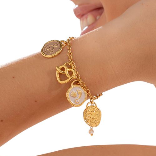 Pulsera multicharms con enchape de oro 24k para mujer