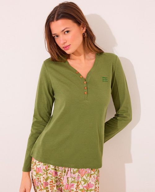 Camiseta de pijama Women Secret verde para mujer