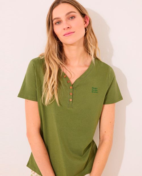 Camiseta de pijama Women Secret verde para mujer