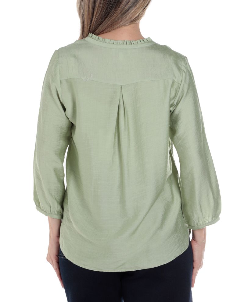 104911519-Blusa-First-formal-verde-manga-3-4-para-mujer
