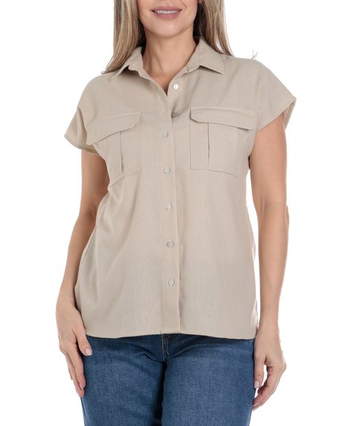 Blusa Nicolle camisera beige manga corta para mujer