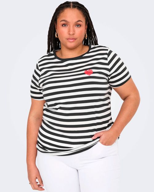 Camiseta Only Carmakoma rayado manga corta para mujer