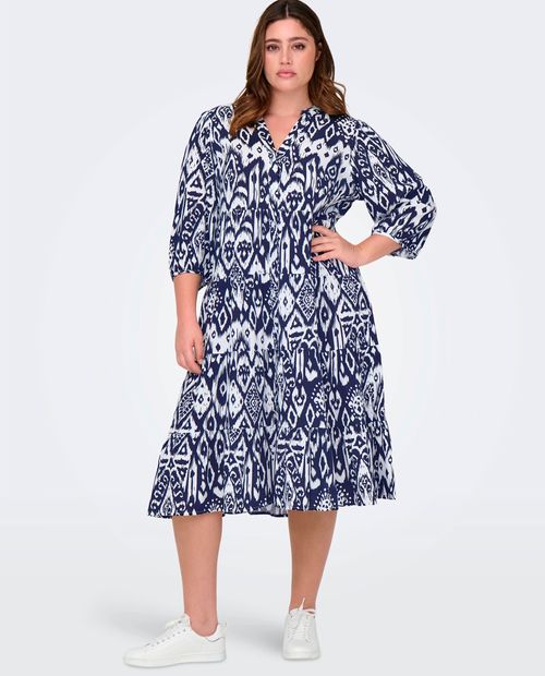 Vestido Only Carmakoma midi estampada mangas 3/4 para mujer