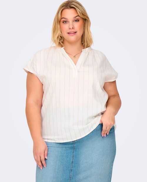 Blusa Only Carmakoma casual rayada manga corta para mujer