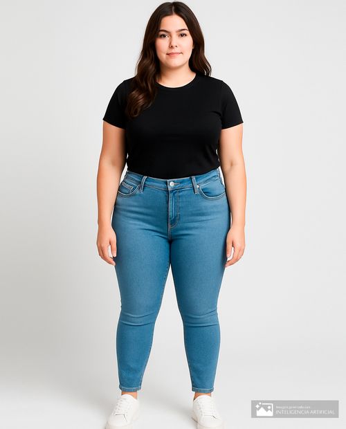 Jeans Sabrina skinny azul de cintura media para mujer