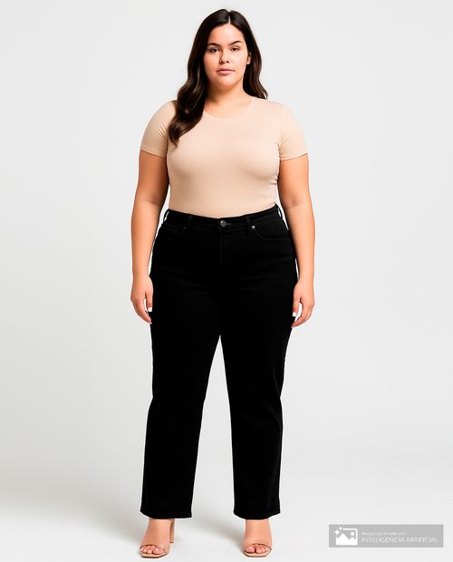 Jeans Sabrina straight negro de cintura alta para mujer