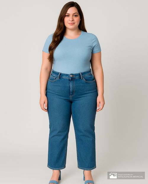 Jeans Sabrina straight azul de cintura alta para mujer