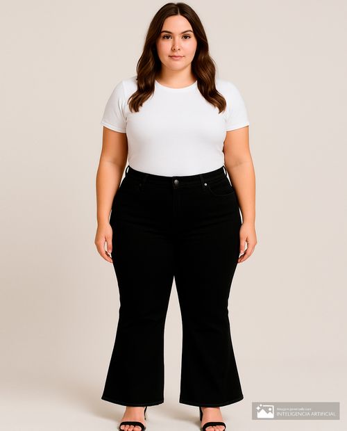 Jeans Sabrina flare negro de cintura alta para mujer