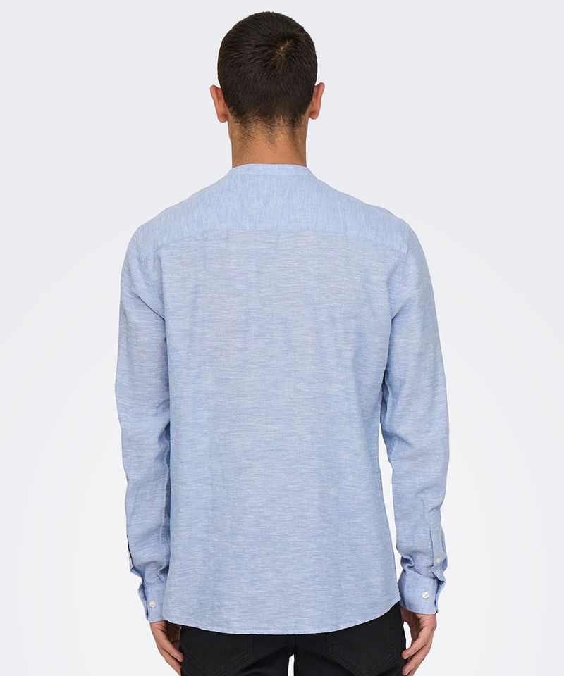104938454-Camisa-de-lino-slim-fit-Only---Sons-celeste-heather-para-hombre