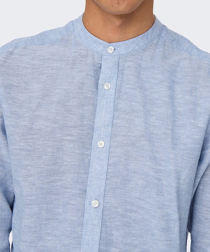 104938454-Camisa-de-lino-slim-fit-Only---Sons-celeste-heather-para-hombre