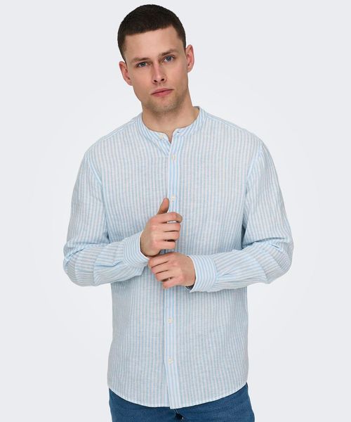 Camisa de lino slim fit Only & Sons rayada para hombre