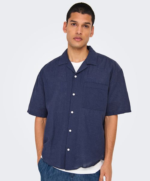 Camisa de lino relaxed fit Only & Sons heather para hombre