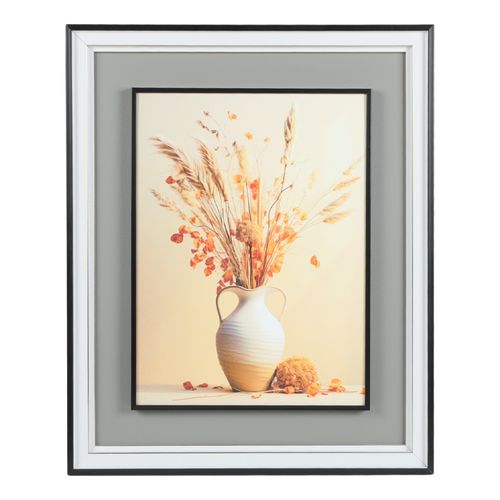 Cuadro decorativo jarrón con flores vintage 44x54 cm