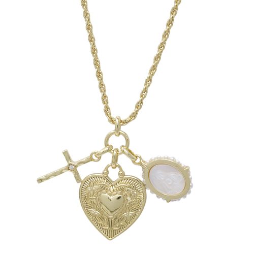 Collar con dije religioso de brass 1mm-17.7cm para mujer