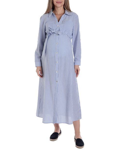 Vestido maternal Ohma shirt dress rayado mangas largas para mujer